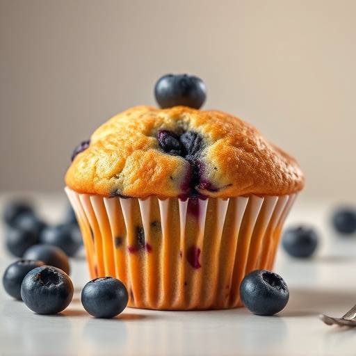 A fresh-baked blueberry muffin.